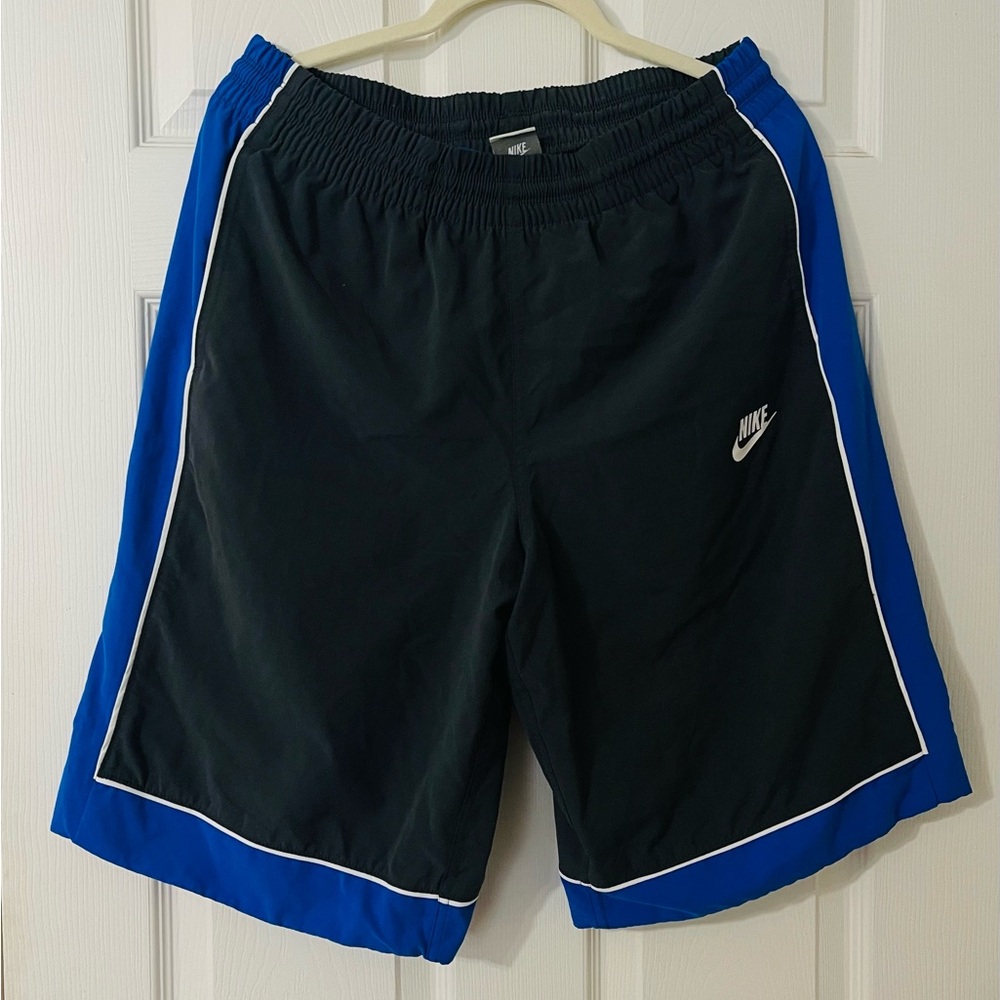 Nike Men's Black Shorts with Blue Sides Size L